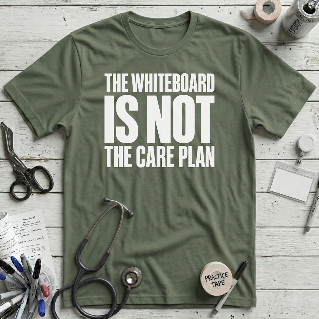 Whiteboard Care Plan T-Shirt - Military Green