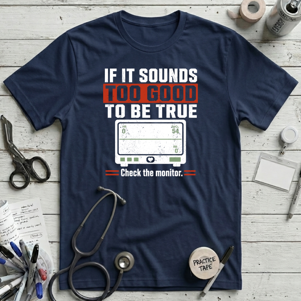 Monitor Check T-Shirt - Navy