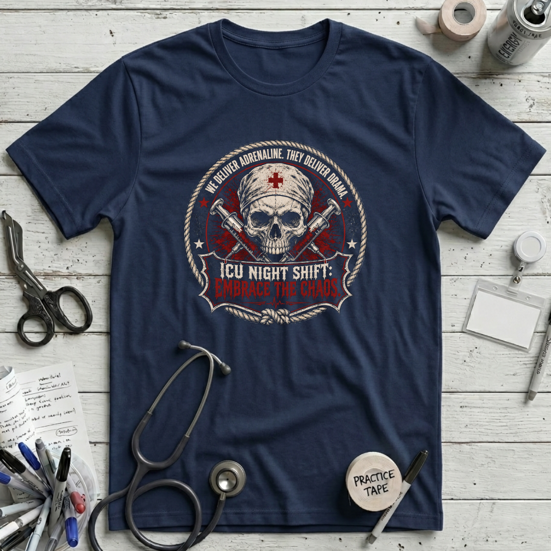 ICU Night Shift Embrace the Chaos T-Shirt - Navy
