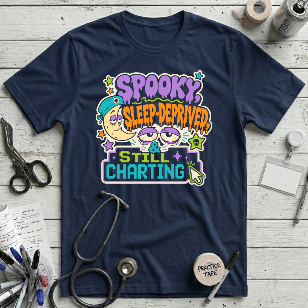 Spooky Sleep Deprived T-Shirt - Navy