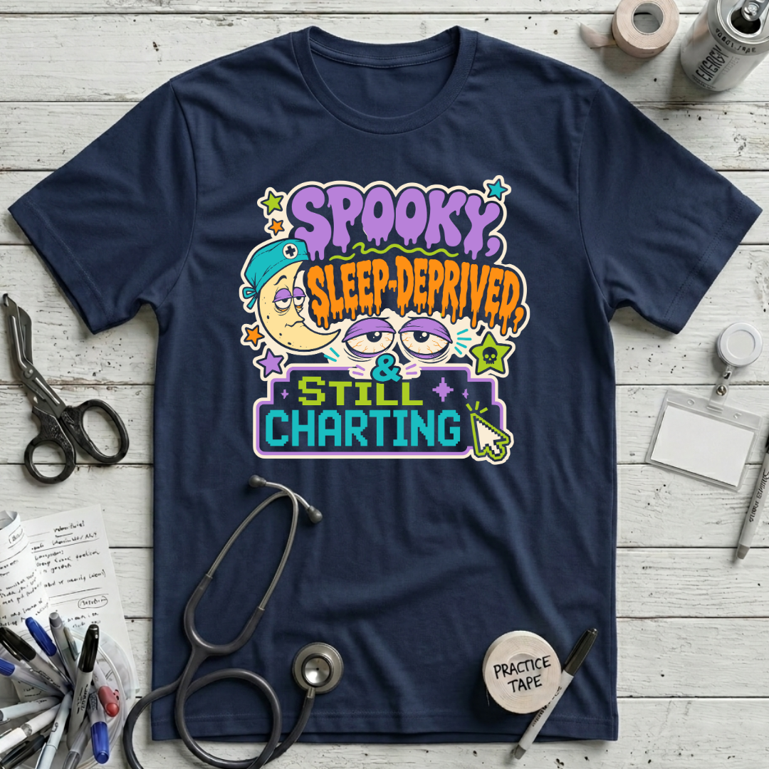 Spooky Sleep Deprived T-Shirt - Navy