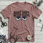 Never Sleeps T-Shirt - Heather Mauve
