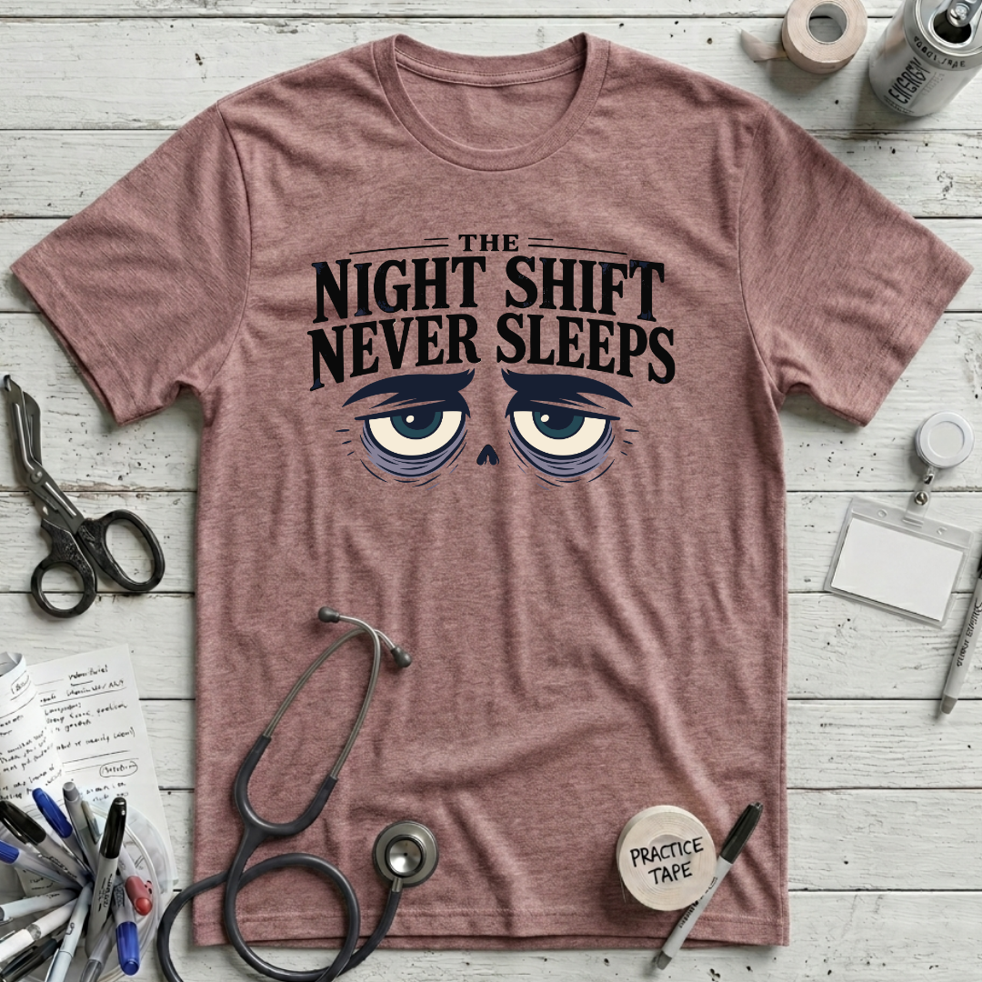 Never Sleeps T-Shirt - Heather Mauve