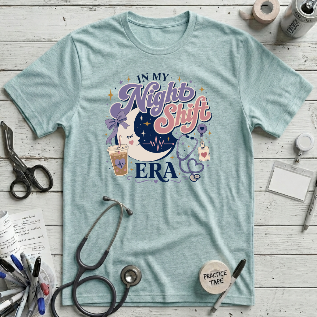 Night Shift Era T-Shirt - Heather Ice Blue