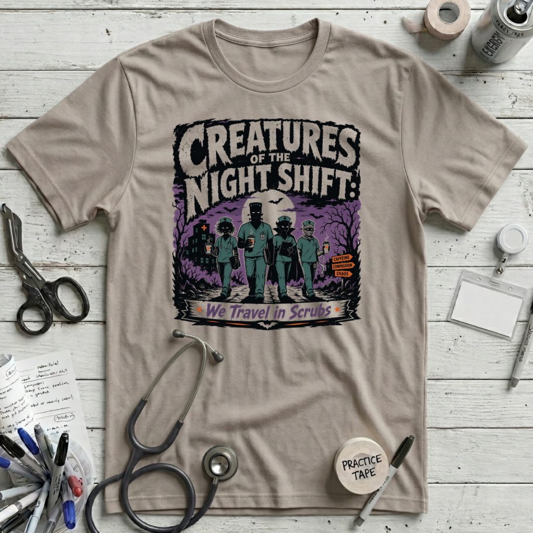 Night Shift Creatures T-Shirt - Heather Dust