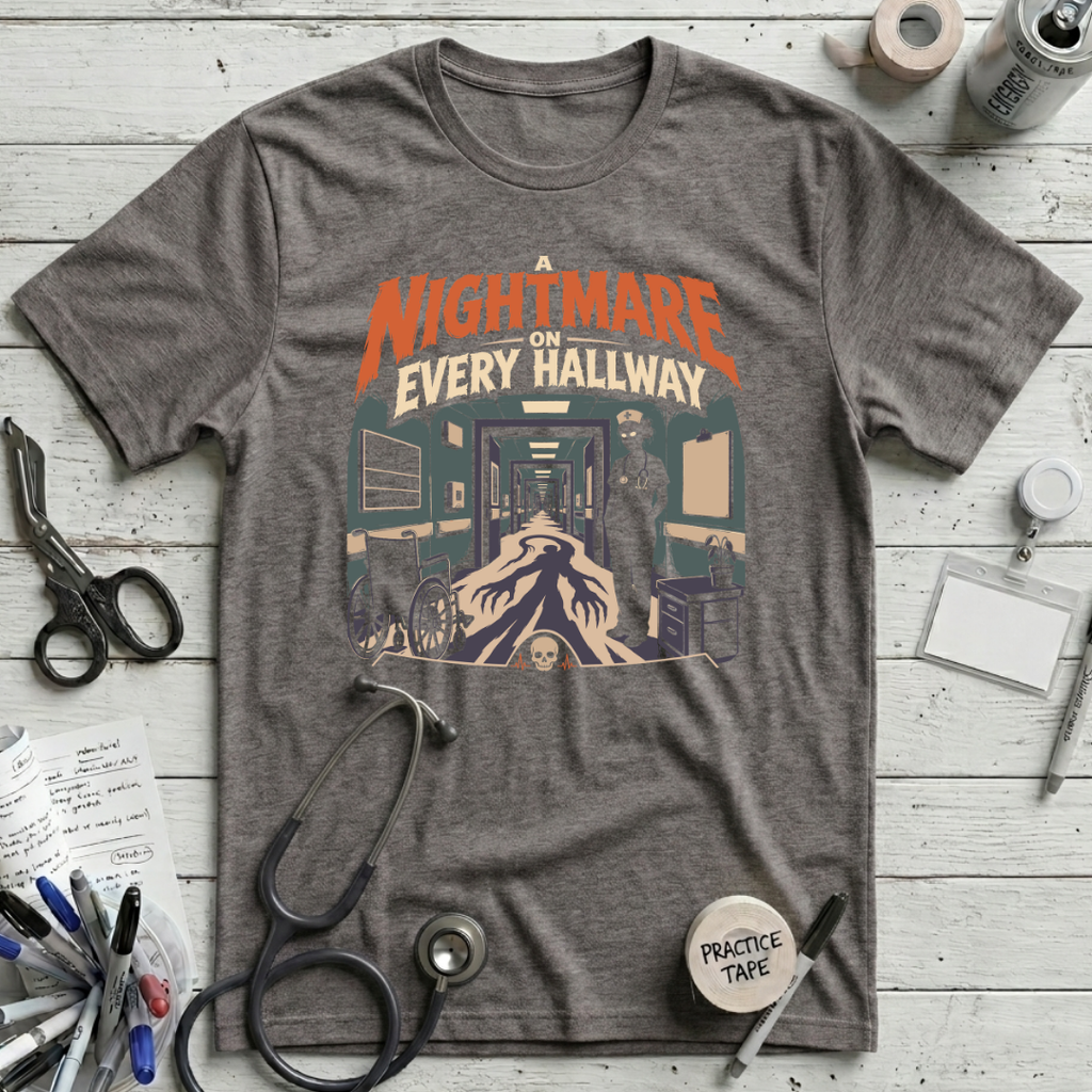 Nightmare Hallway T-Shirt - Dark Grey Heather