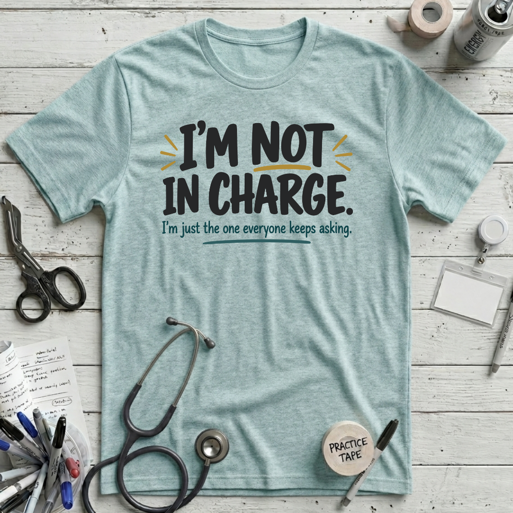 Not In Charge T-Shirt - Heather Ice Blue