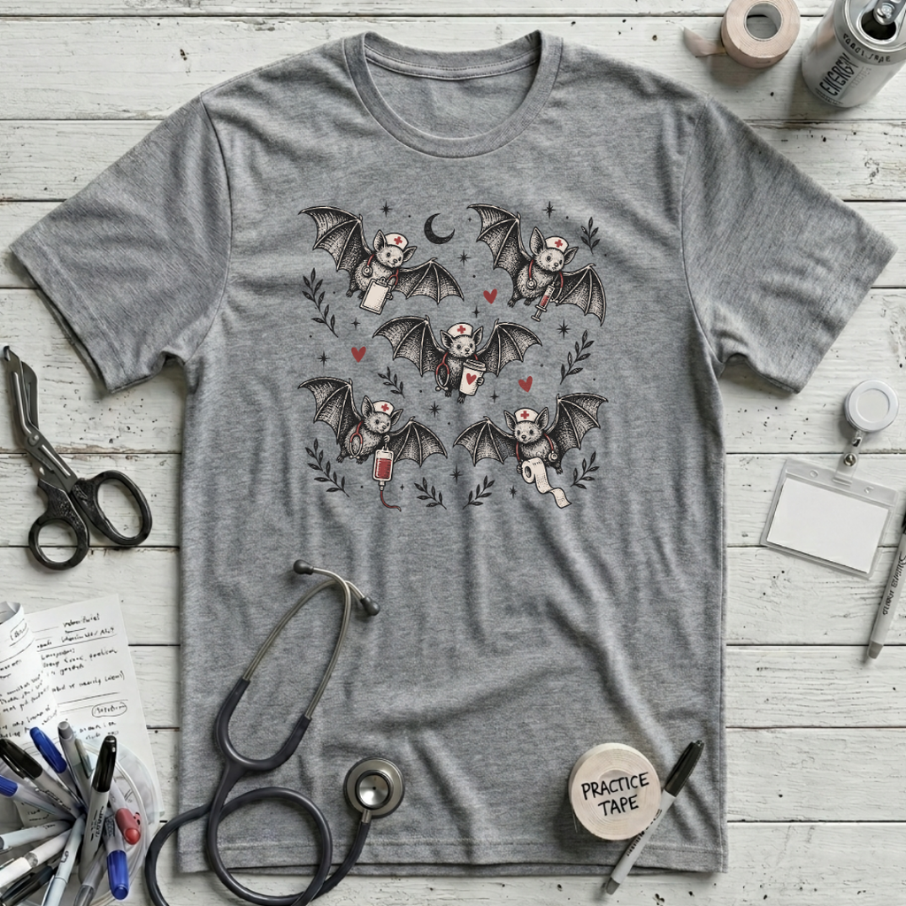Nurse Bat T-Shirt - Athletic Heather