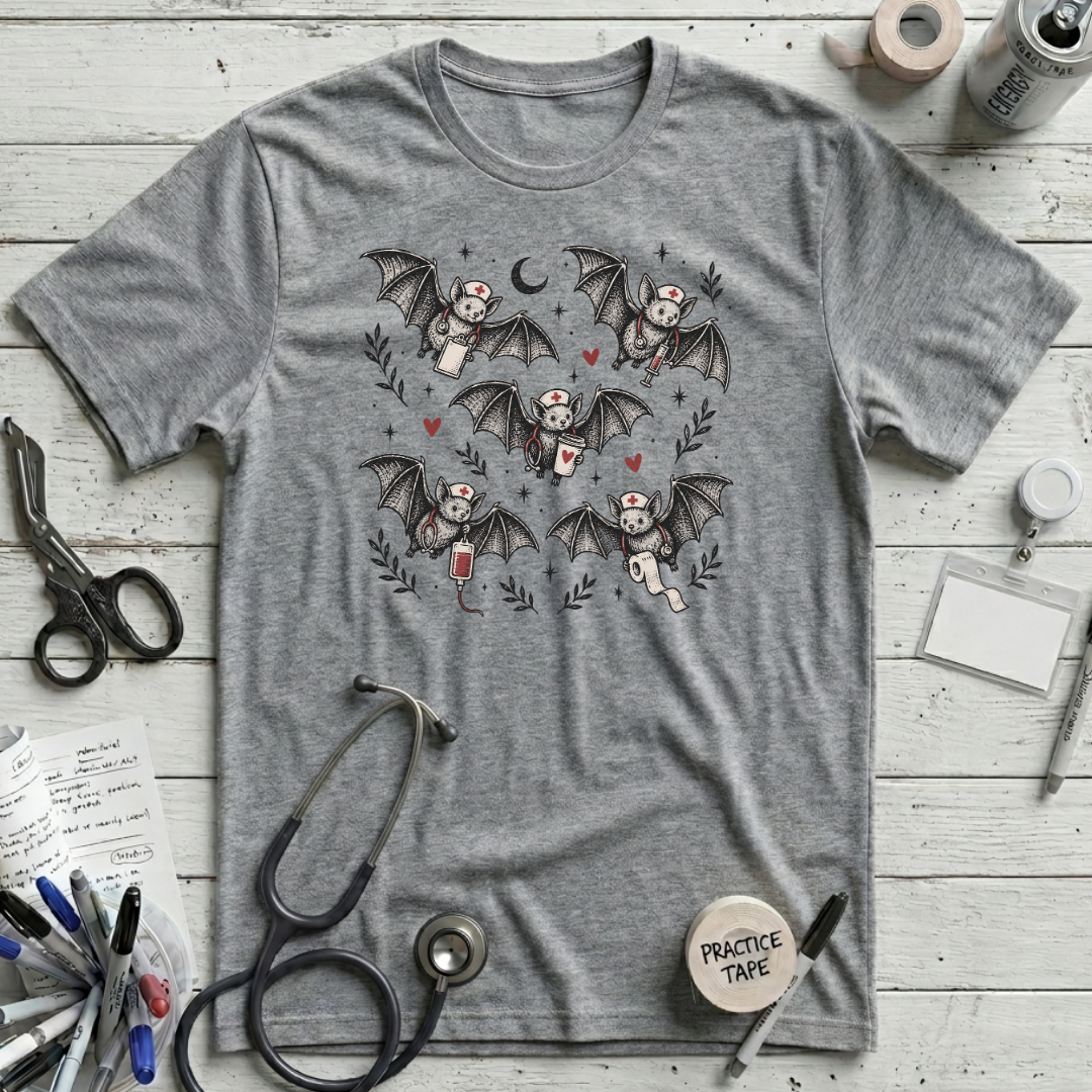 Nurse Bat T-Shirt - Athletic Heather