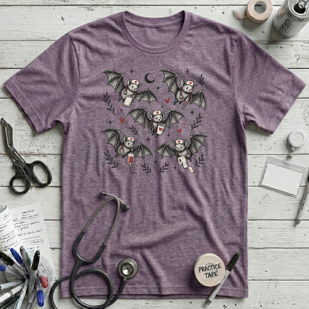 Nurse Bat T-Shirt - Heather Purple