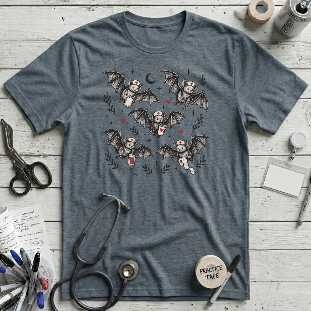 Nurse Bat T-Shirt - Heather Slate