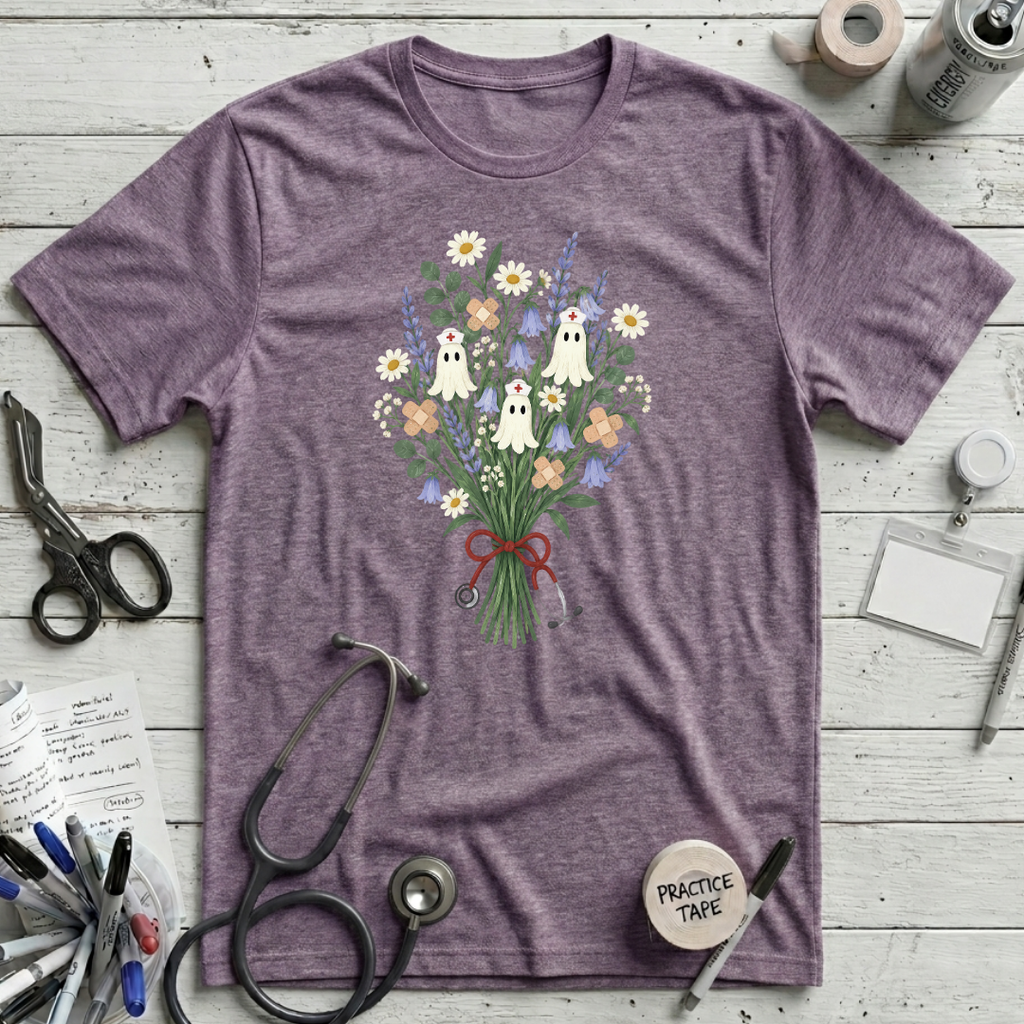 Nurse Ghost Flower T-Shirt - Heather Purple