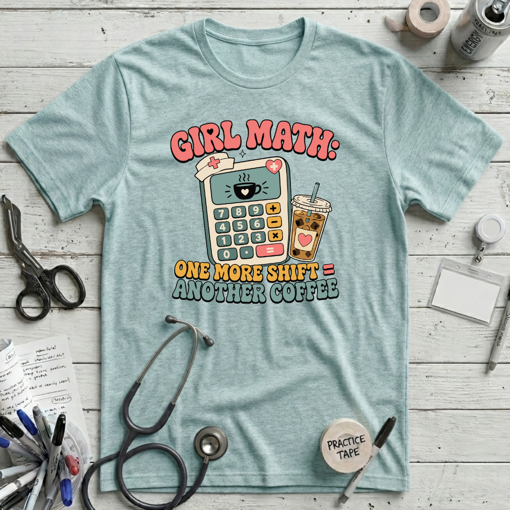Nurse Girl Math T-Shirt - Heather Ice Blue