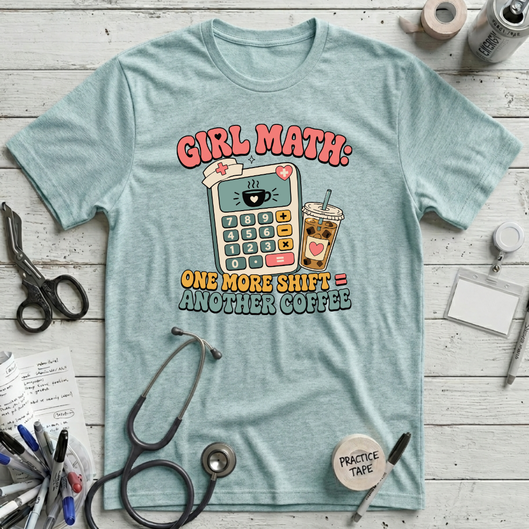 Nurse Girl Math T-Shirt - Heather Ice Blue