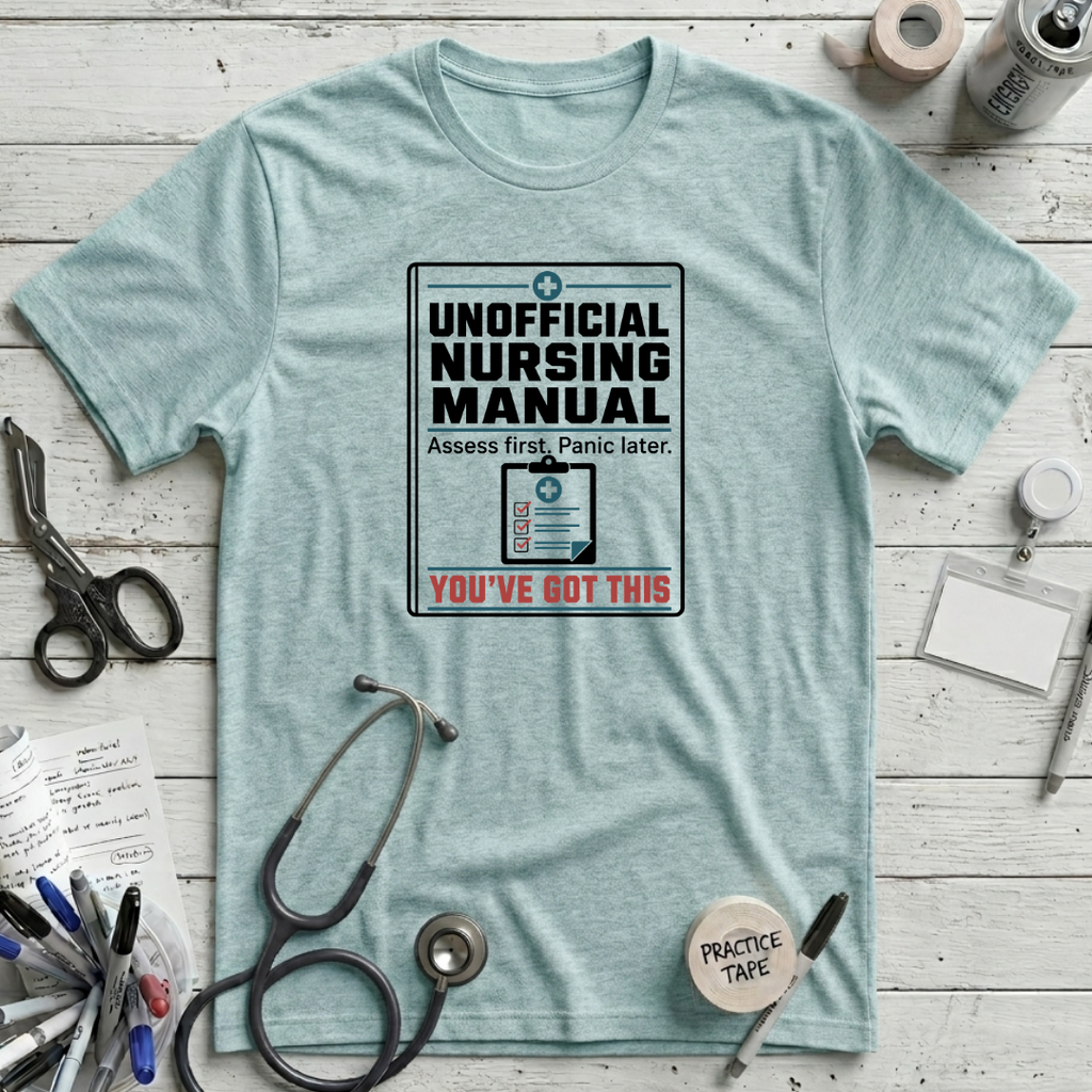 Nursing Manual T-Shirt - Heather Ice Blue