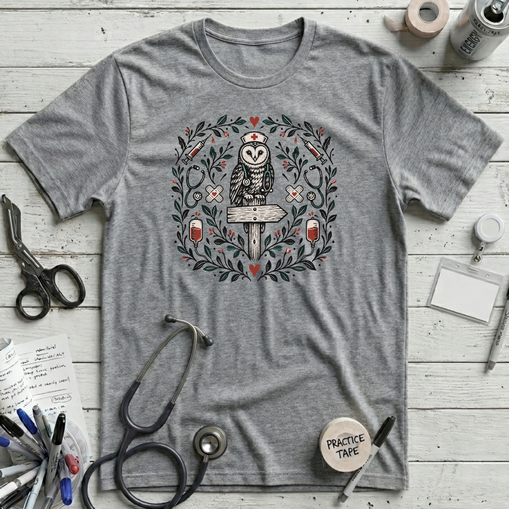 Owl Nurse T-Shirt - Athletic Heather