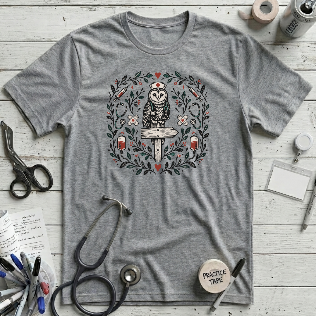 Owl Nurse T-Shirt - Athletic Heather