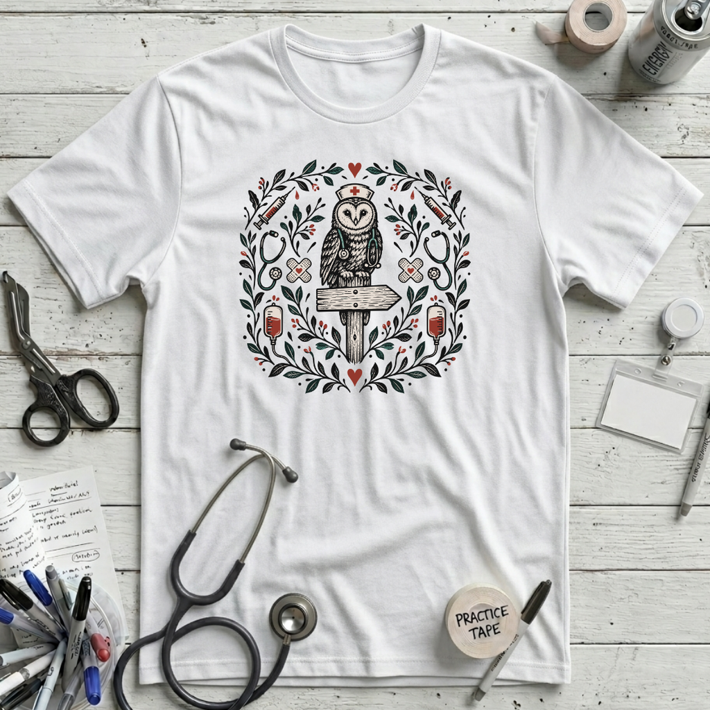 Owl Nurse T-Shirt - White