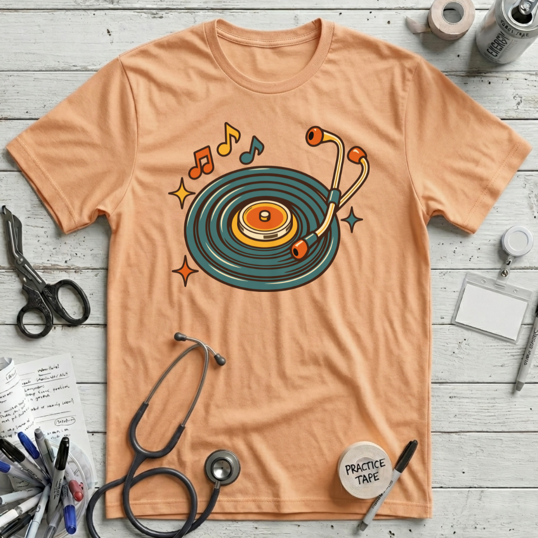 Stethoscope Vinyl Turntable T-Shirt