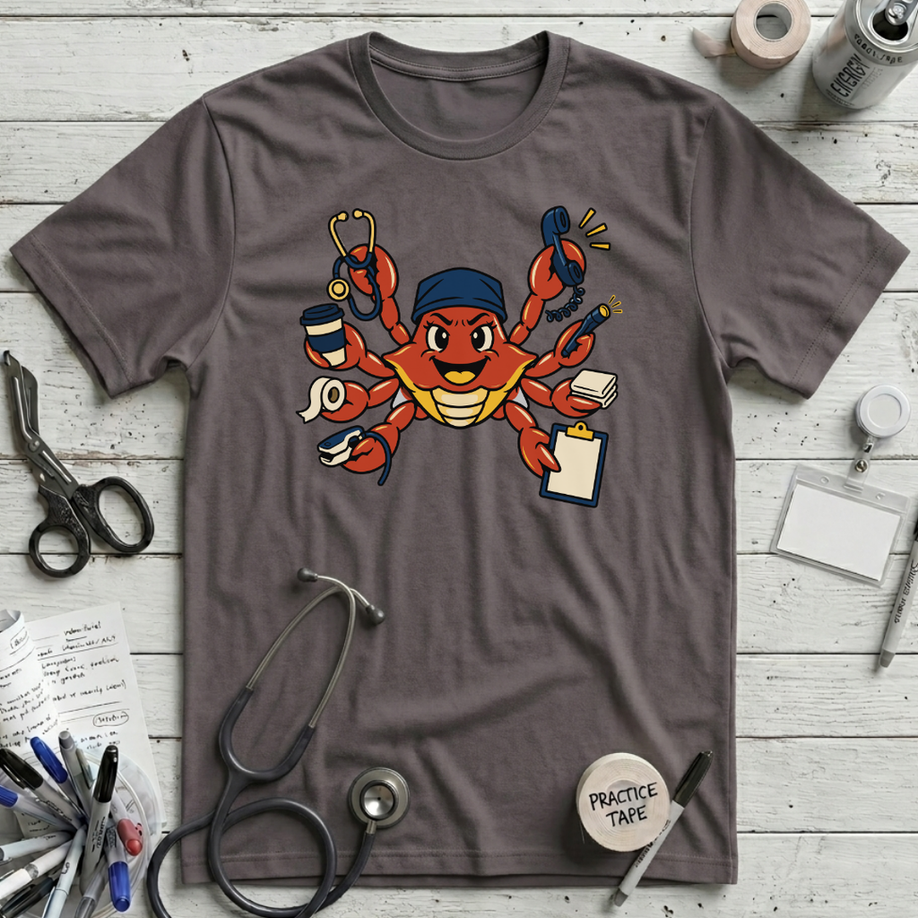 Busy Nurse Crab T-Shirt - Pebble Brown