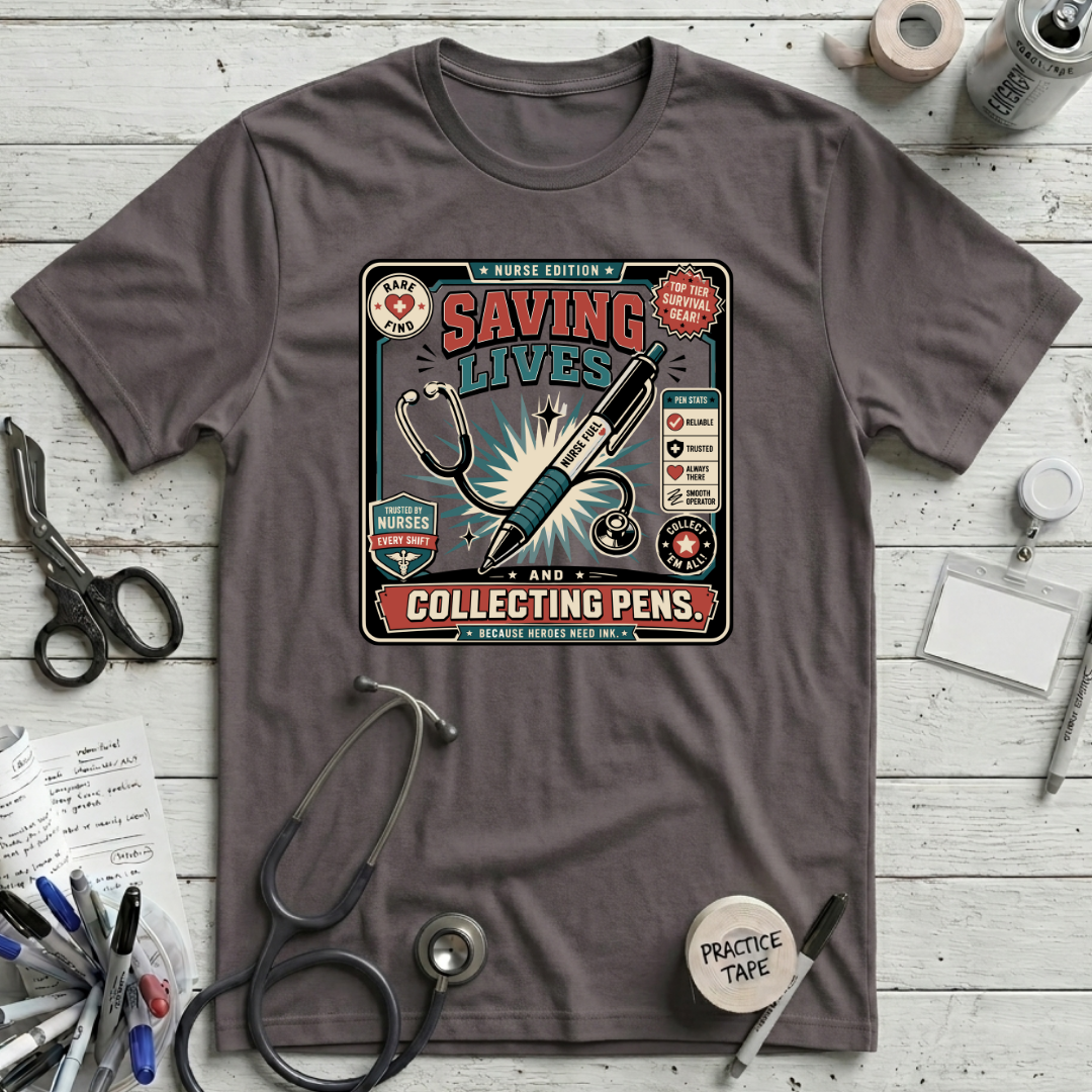 Collecting Pens T-Shirt - Pebble Brown