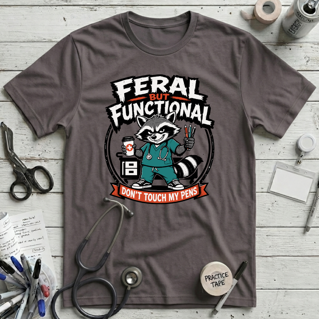 Feral But Functional T-Shirt - Pebble Brown