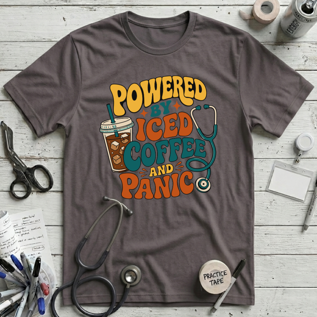 Coffee and Panic T-Shirt - Pebble Brown