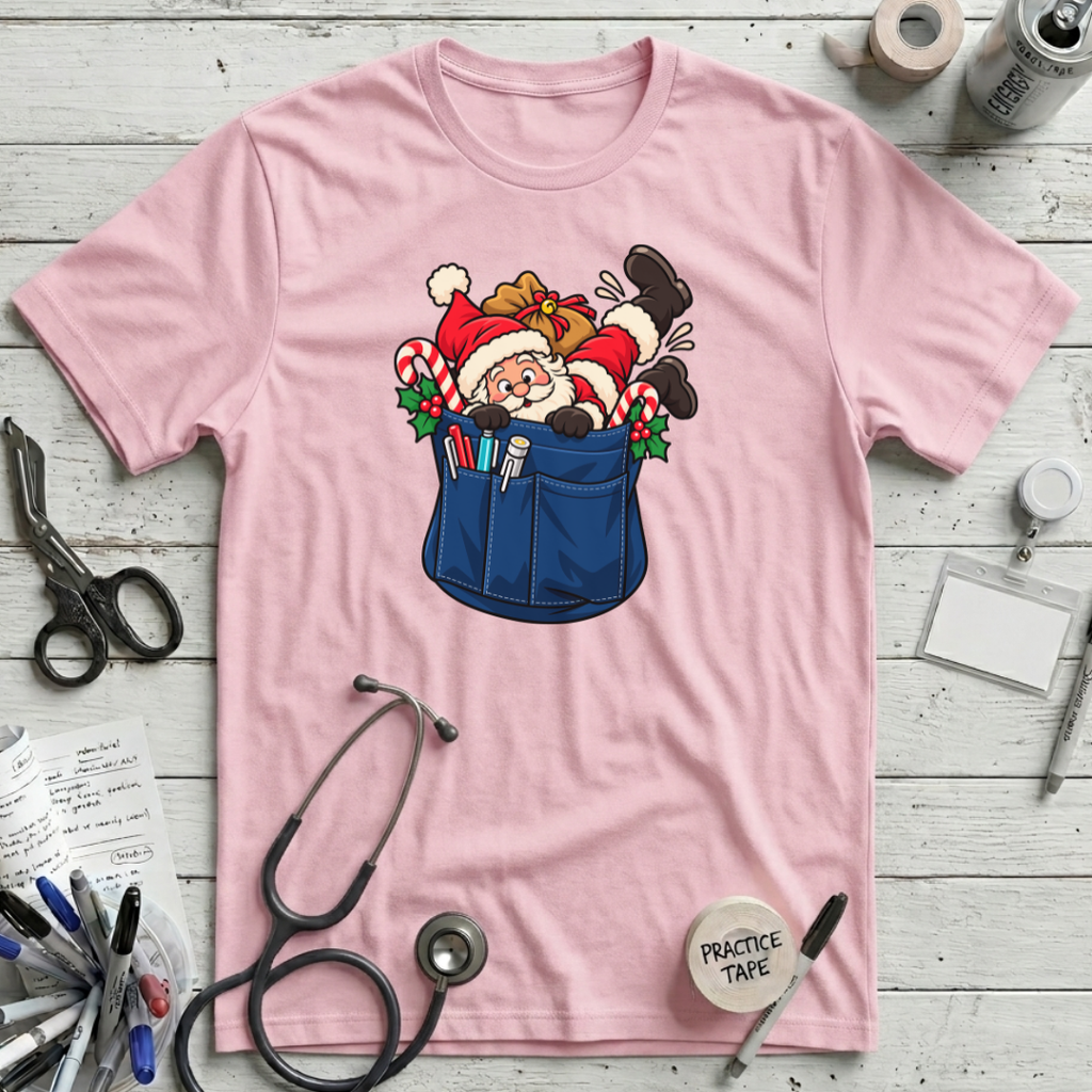 Santa in a Pocket T-Shirt
