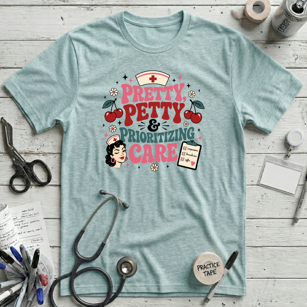 Prioritizing Care T-Shirt - Heather Ice Blue