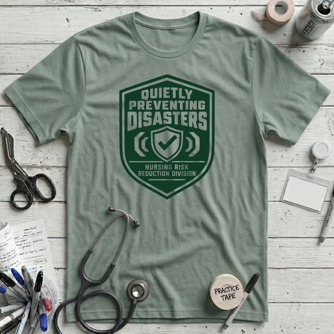 Quietly Preventing Disasters T-Shirt - Dusty Blue