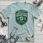 Quietly Preventing Disasters T-Shirt - Heather Ice Blue