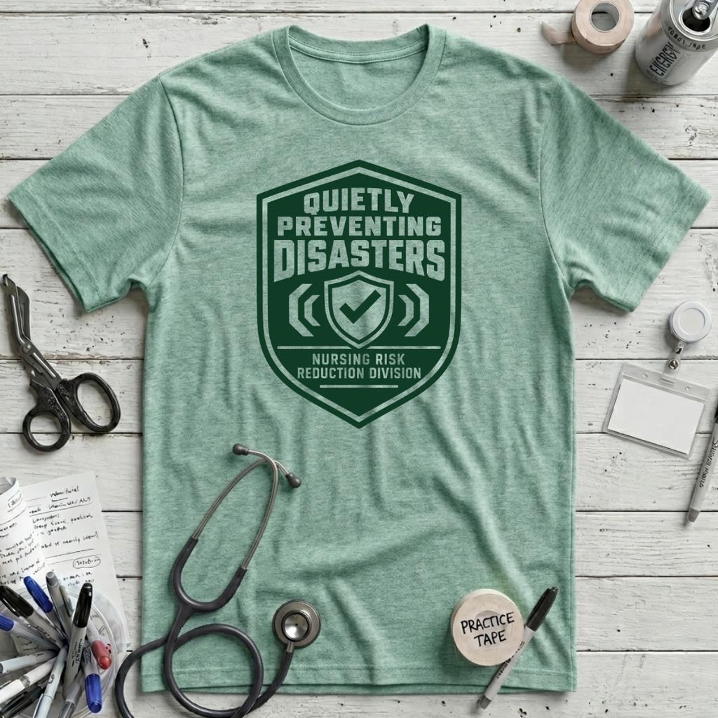 Quietly Preventing Disasters T-Shirt - Heather Prism Mint