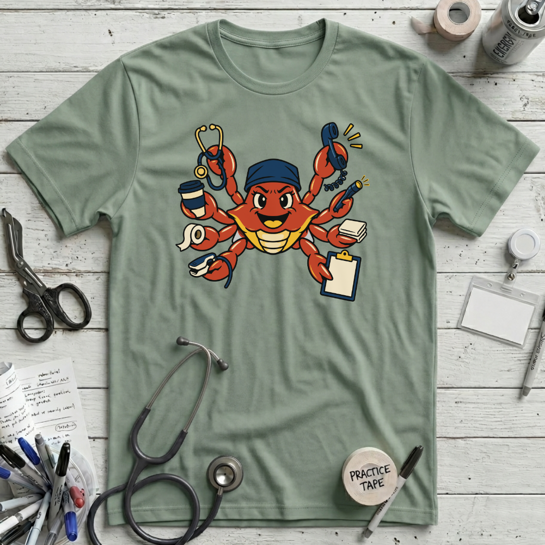 Busy Nurse Crab T-Shirt - Sage