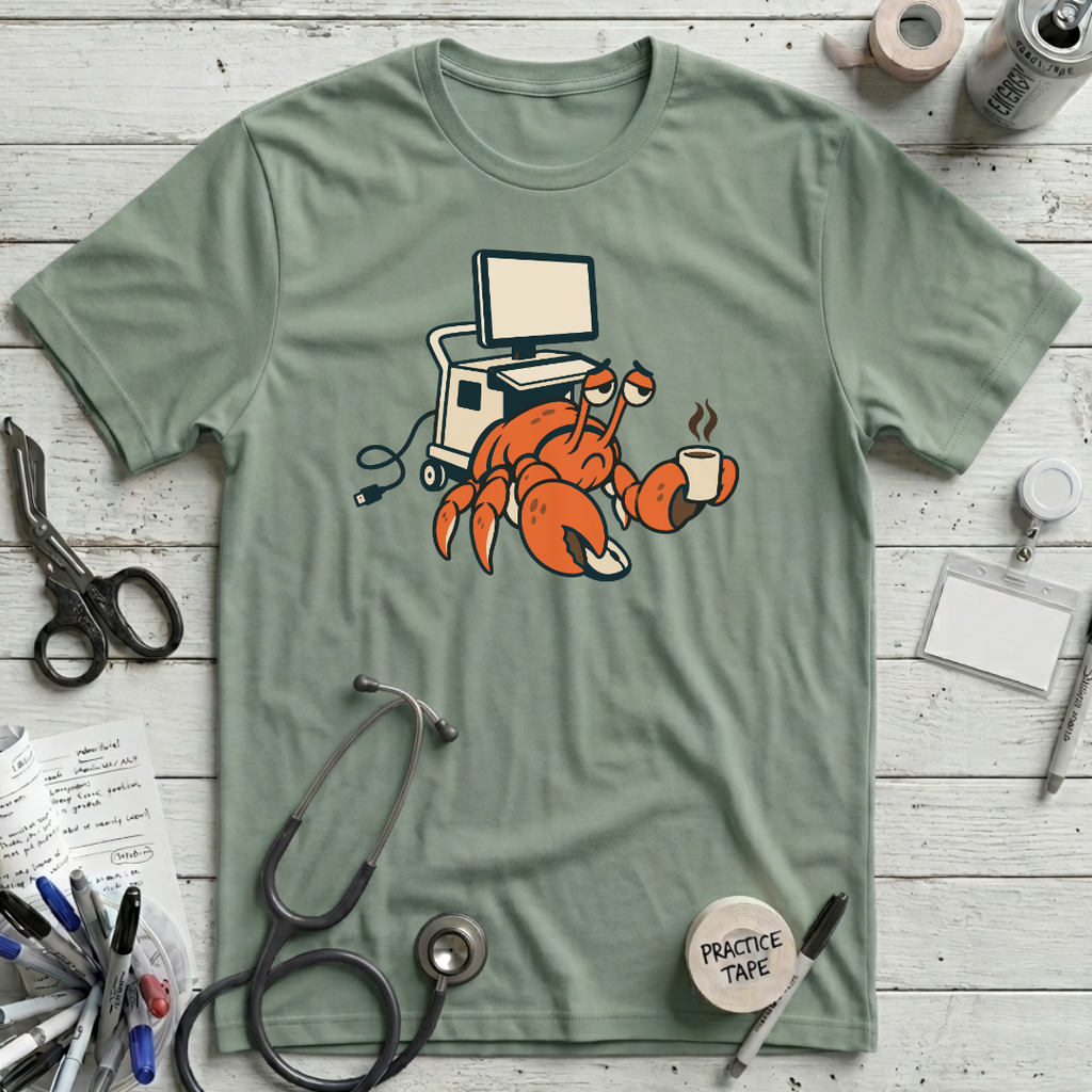 Exhausted Hermit Crab T-Shirt - Sage