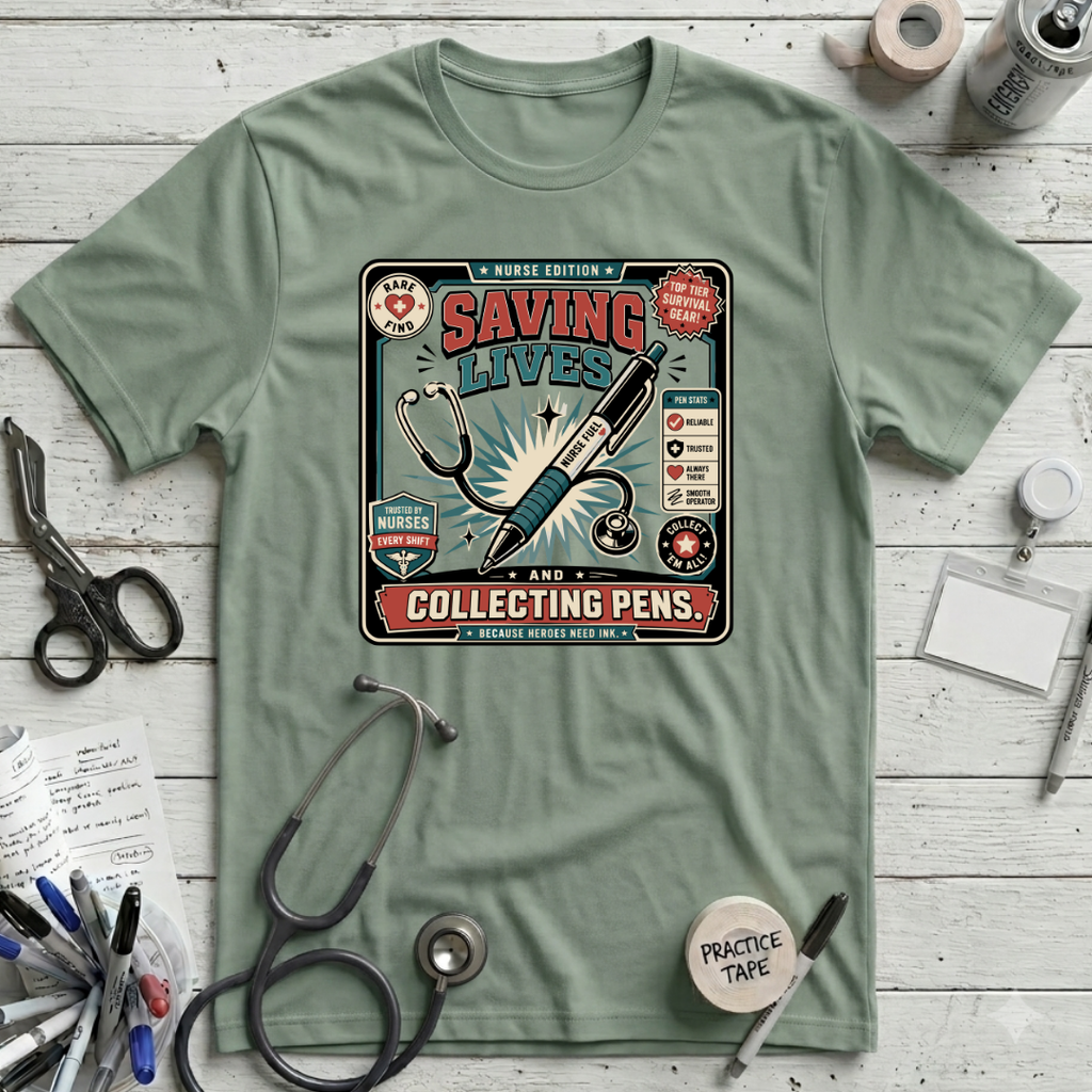 Collecting Pens T-Shirt - Sage