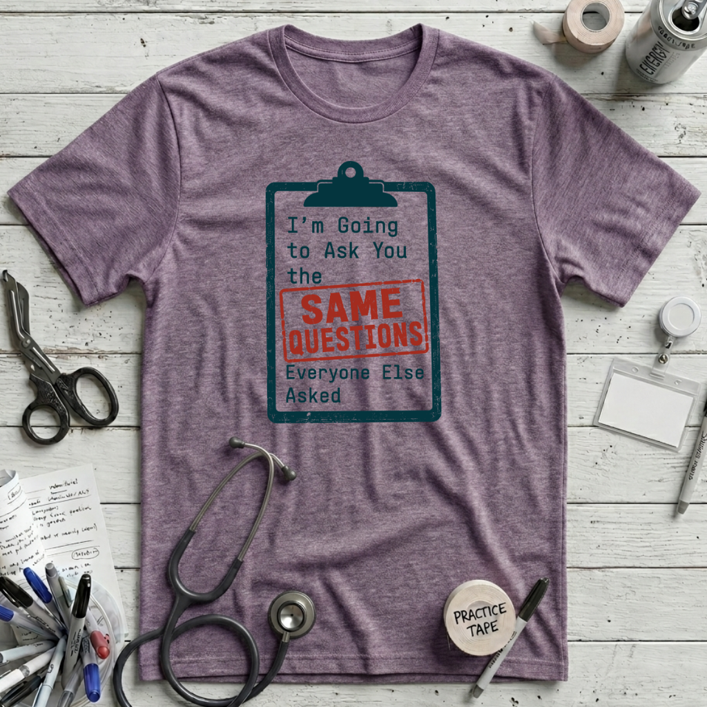 Same Questions T-Shirt - Heather Purple