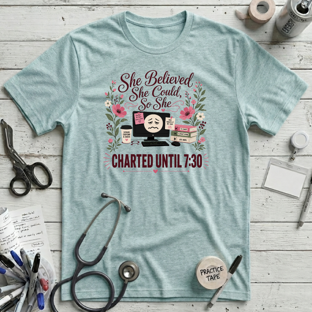 She Believed T-Shirt - Heather Ice Blue