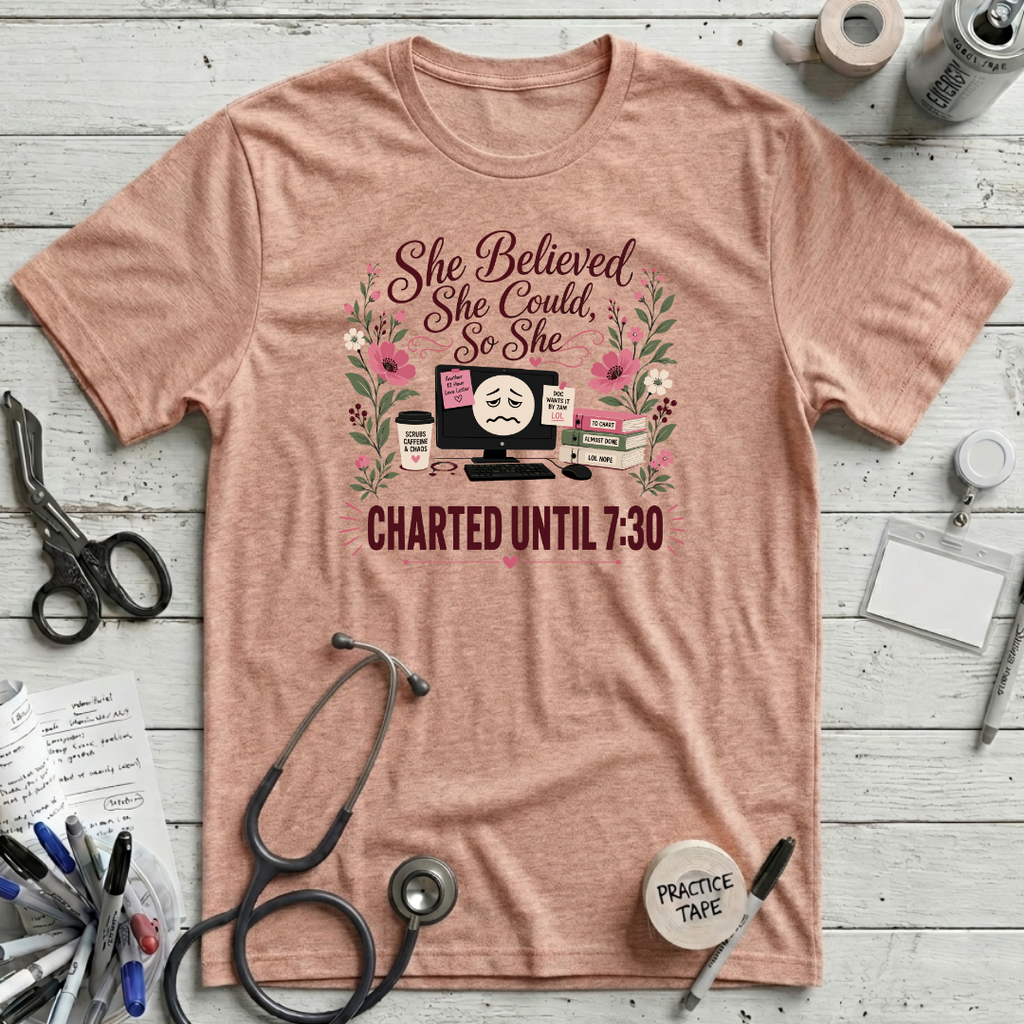 She Believed T-Shirt - Heather Prism Peach