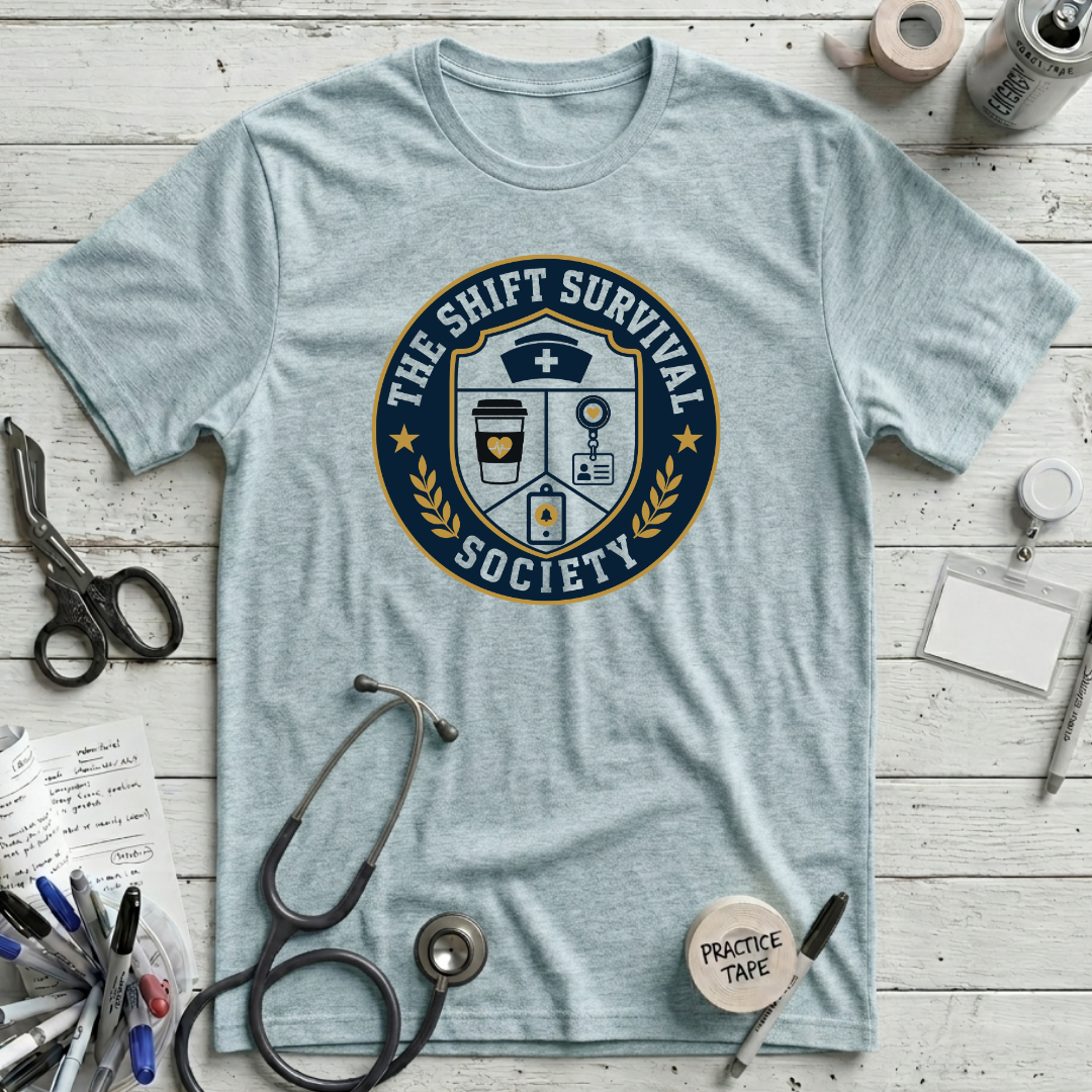 Shift Survival Society T-Shirt - Heather Prism Ice Blue