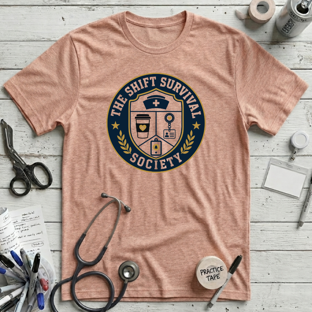 Shift Survival Society T-Shirt - Heather Prism Peach