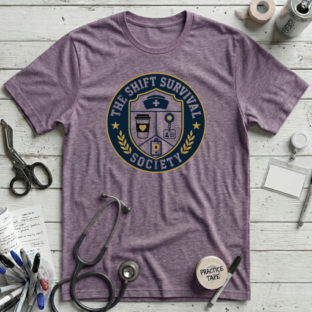 Shift Survival Society T-Shirt - Heather Purple