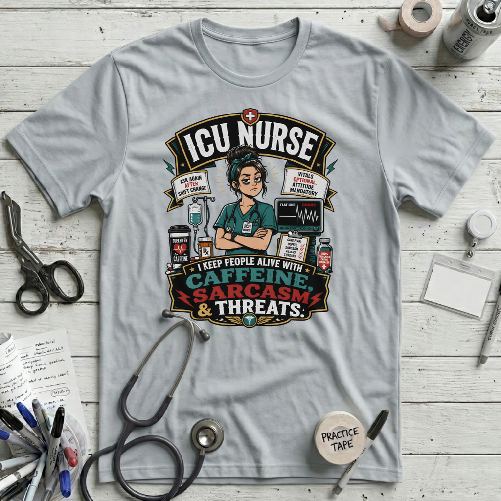 Caffeine, Sarcasm, Threats T-Shirt