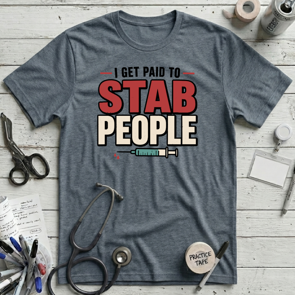 Stab People T-Shirt - Heather Slate
