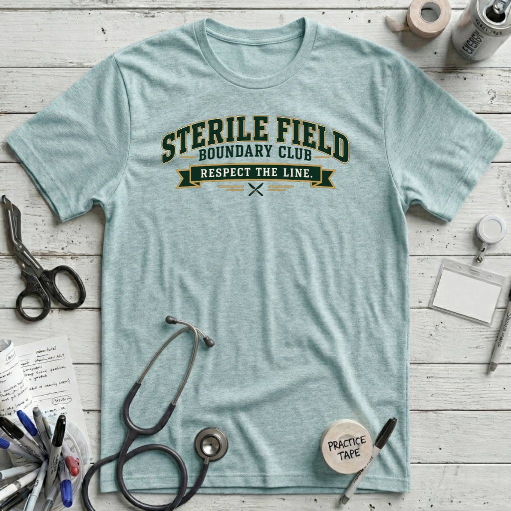 Sterile Field Boundary T-Shirt - Heather Ice Blue