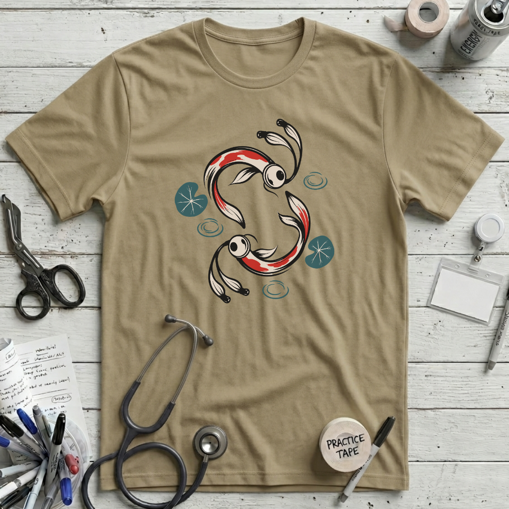 Stethoscope Koi Yin-Yang T-Shirt - Tan