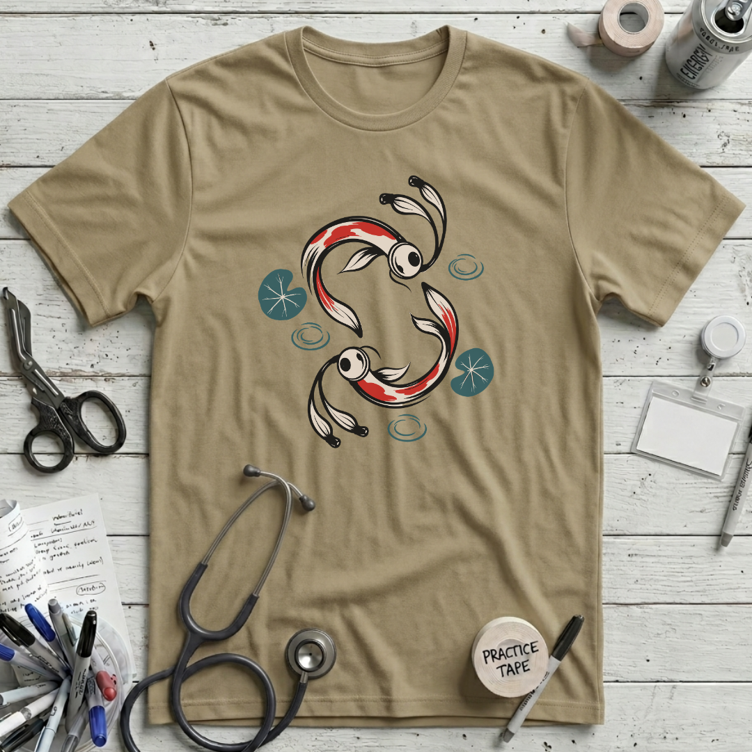 Stethoscope Koi Yin-Yang T-Shirt - Tan