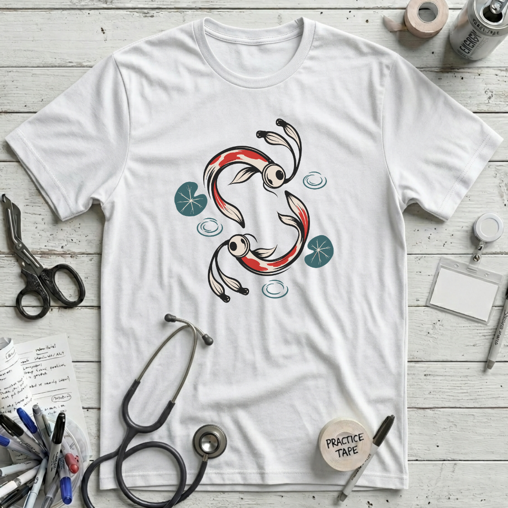 Stethoscope Koi Yin-Yang T-Shirt - White