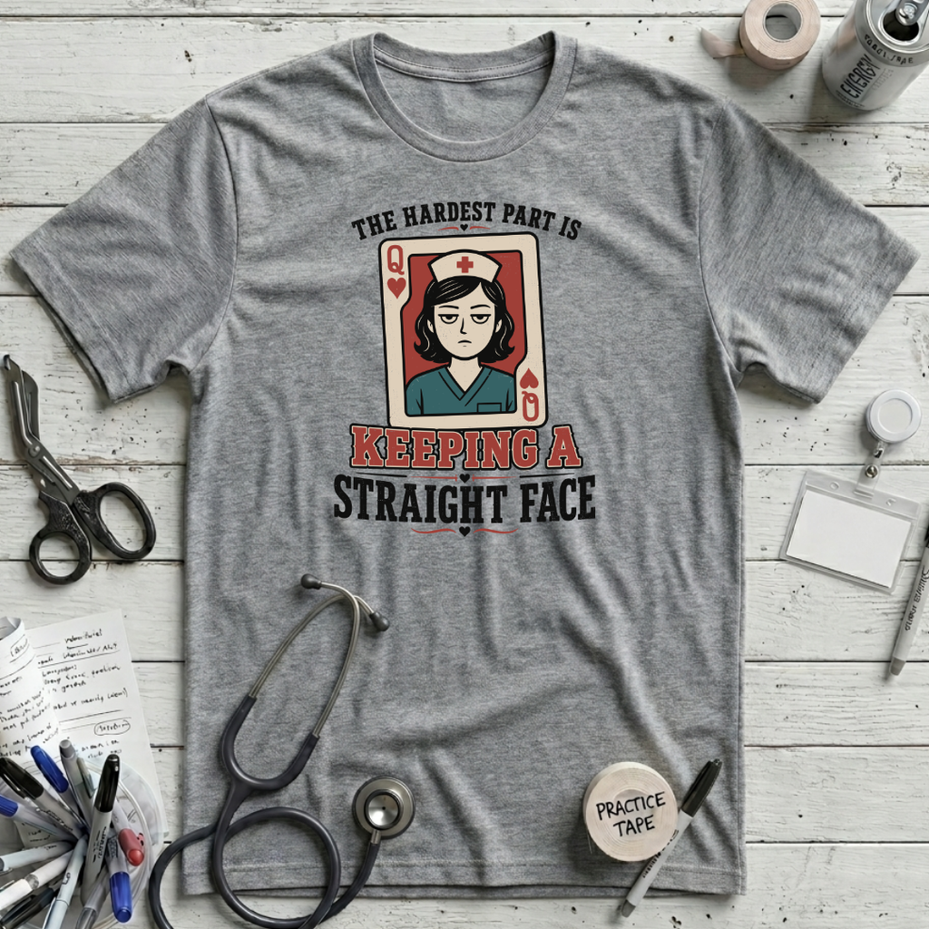 Straight Face T-Shirt - Athletic Heather