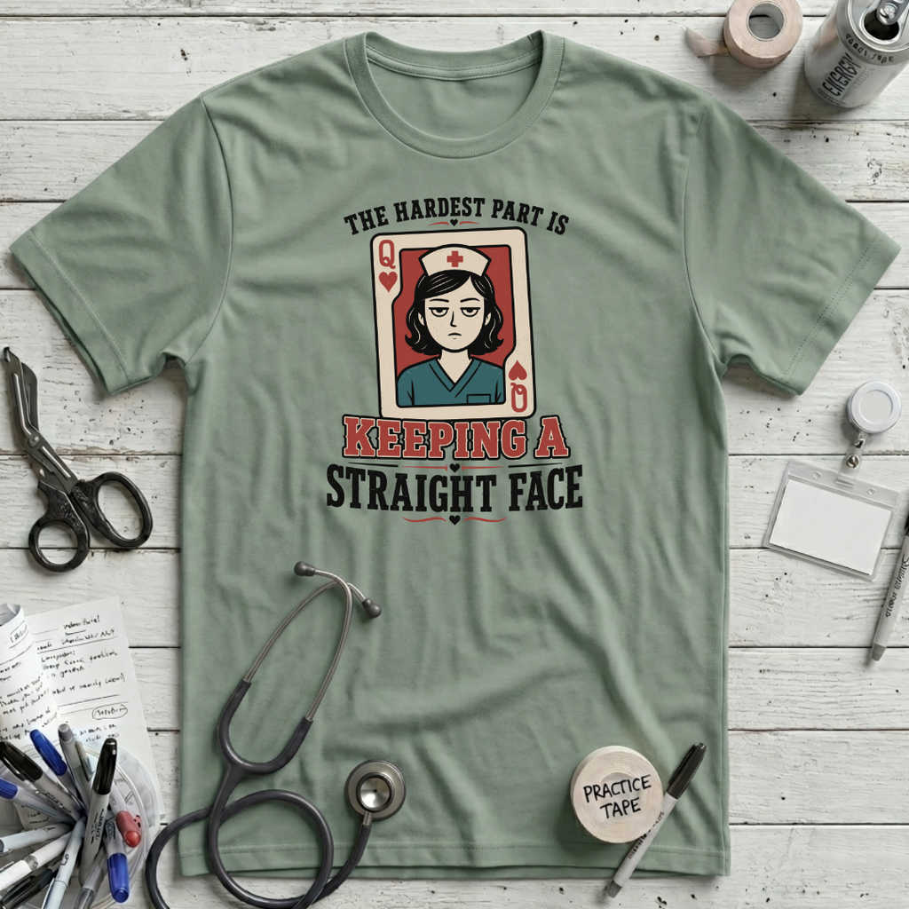 Straight Face T-Shirt - Sage