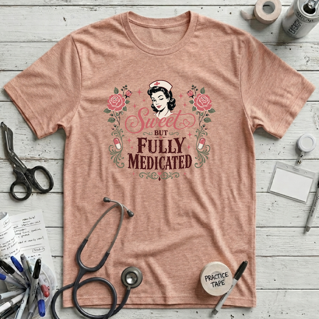 Sweet and Medicated T-Shirt - Heather Prism Peach